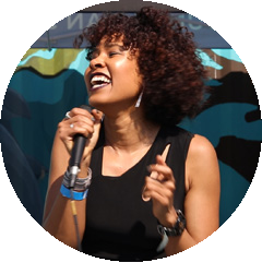 Tayo Joyce Smiles as She Performs (Circle)